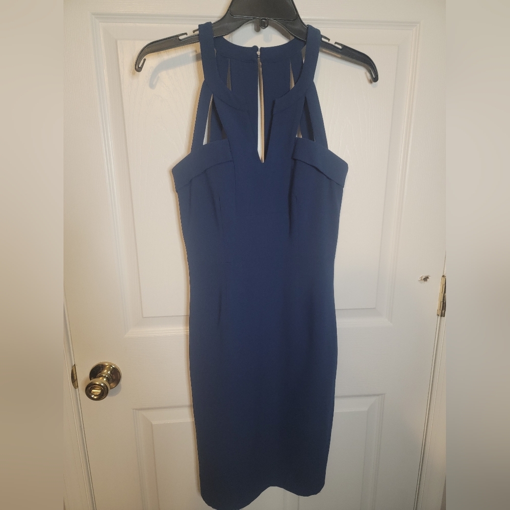 BCBGMaxAzria 0 Deep Blue Midi Dress